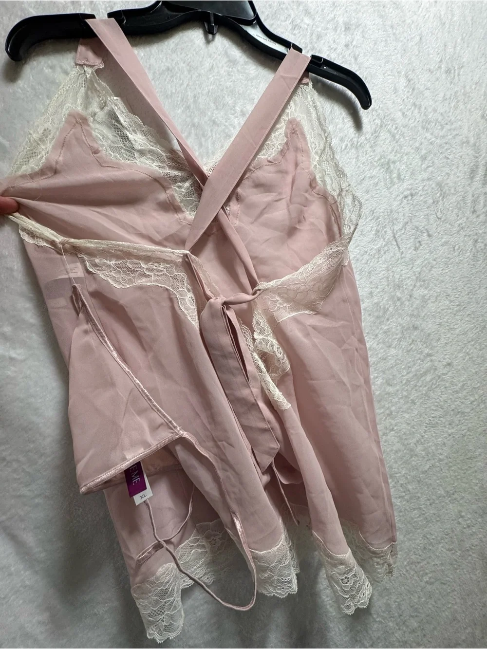 Adore Me Blush Pink Lace-Trim Slip with Bow